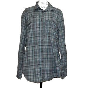 G.H. Bass Mens Gray Plaid Long Sleeve Collared Outdoor Button Up Shirt Sz Large